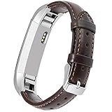 UMAXGET for Fitbit Alta HR and Alta Leather Band, Replacement Strap Classy and Fashionable with Metal Buckle Clasp Dark Brown