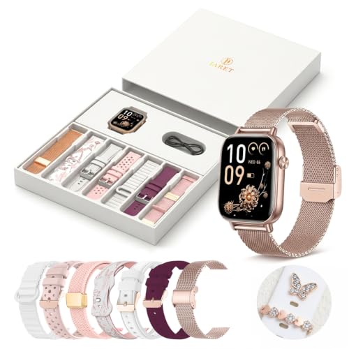Iaret Montre Connectée Femme, 7 Bracelets, 1.83" Smartwatch, Fonction Féminine, Appels HD, 110+ Modes Sport, Podometre, Moniteur Cardiaque 24h/SpO2/Sommeil, Compatible iPhone/Android, Cadeau