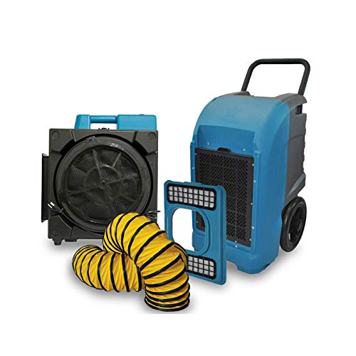 COMMERCIAL AIR PURIFICATION AND DEHUMIDIFICATION SYSTEM FOR ANIMAL GROOMING AND DRYING FACILITIES (HIGH CONTAMINANT MODEL) XPOWER XD-125 Dehumidifier, X-3580 HEPA Air Scrubber, and Ducting Hose(8DH15)