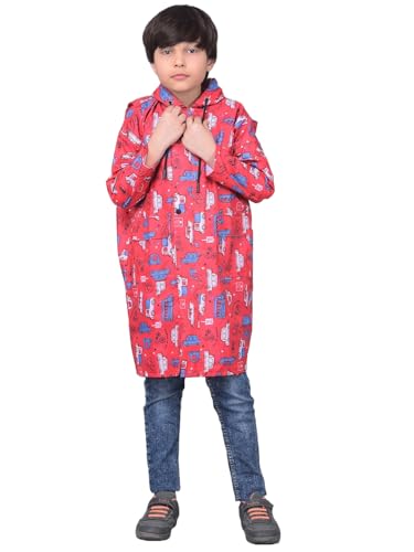 Image of Dollar Rainguard Kids' Full Sleeve Printed Long Raincoat With Adjustable Hood and Pocket