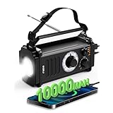 Greadio 大容量充電式 防災ラジオ 10000mAhバッテリー付き AM/FM 短波ラジオ 高感度 SOSアラーム付き 緊急事態のため 地震 震災 津波 台風 停電緊急対策 スマホ充電Type-C 手回し充電 ソーラー充電対応 AAA乾電池 4つの充電方法 ライトLED懐中電燈及び読書ランプ 防災グッズ 防水 日本語取扱説明書（ブラック）