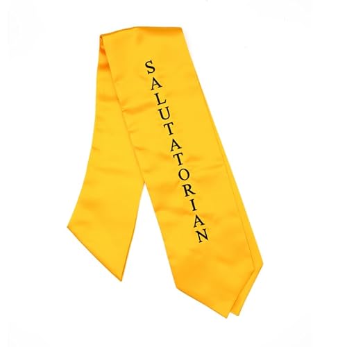 Gradzilla Graduation Stole – Gold Salutatorian Sash with Black Embroidered Letters for Graduates