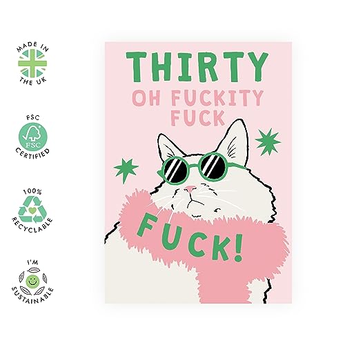 Central 23 Geburtstagskarte zum 30. Geburtstag für Frauen – Thirty Fu*ck Cat – Geburtstagskarte für Ehefrau, Geburtstagskarte zum 30. Geburtstag für weibliche Freunde – Tochter, Schwester, Nichte –