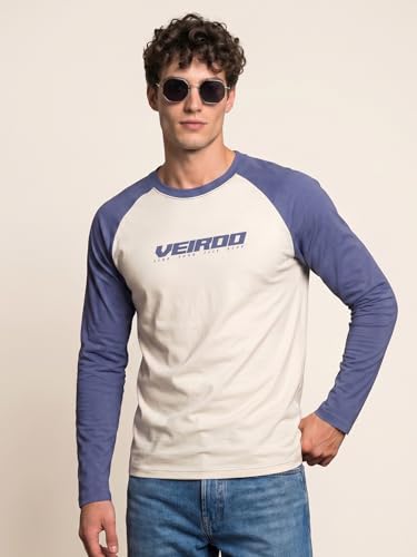 Image of Veirdo Pure Cotton Regular Fit Round Neck Front Chest Typographic Logo Printed Raglan Full Sleeve T-Shirt for Men (Colors: Green, Brown & Maroon)
