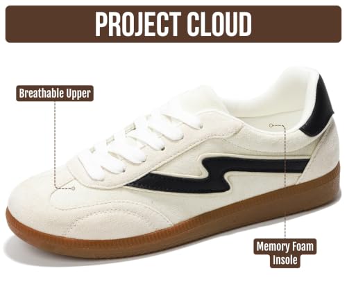 Image of Project Cloud Non-Slip Fashion Sneakers for Women, Lace-Up Shoes | Memory Foam Insole Trendy Womens Footwear - Comfortable Casual Womens Sneakers - Stylish Shoes Women Breathable Footwear