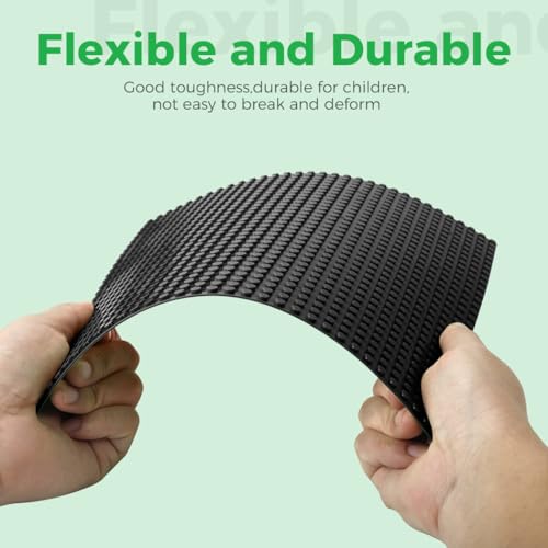 Image of Lekebaby 8 Pack Peel and Stick Building Base Plates, 10 inchx10 inch Classic Self-Adhesive Building Boards - 100% Compatible with All Major Brands of Toy Building Sets,Sturdy Stacking Play Table Top,Black