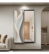 Framed Sliding Full Length Wall Mounted Mirror, Large Vertical Modern Abstract Full Body Mirrors ...