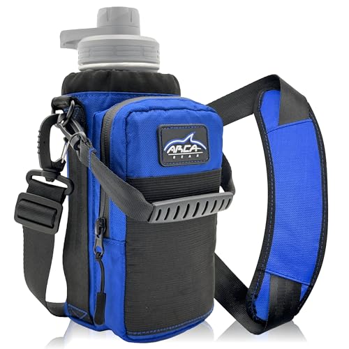 Arca Gear 32 oz Hydro Carrier - Insulated Water Bottle Sling w/Carry Handle, Shoulder Strap, Wallet and Two Pouches - The Perfect Flask Accessory - Deep Blue