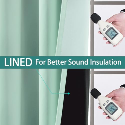 Image of Yakamok Aqua 100% Blackout Patio Door Curtain Panels W70 x L84,1 Panel | Noise Reducing Barrier Panel for Sliding Glass Door, 2 Thick Layers Heat Full Light Blocking Patio Door Drapery
