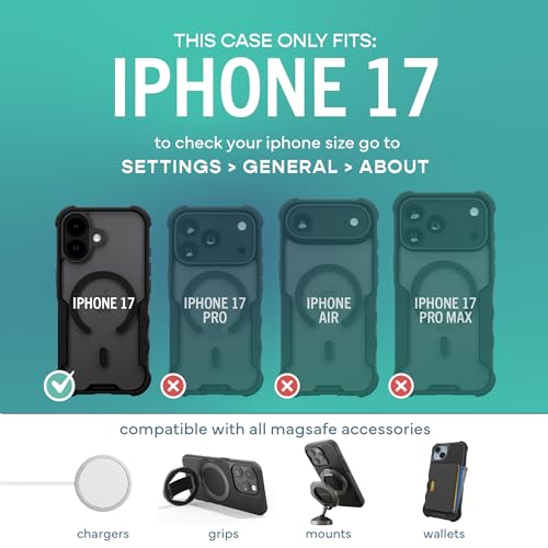 Image of Smartish iPhone 17 MagSafe Case - Gripzilla Protective Magnetic Case for Men [Rugged + Tough] Military Grade Heavy Duty Grip Armor - Drop Tested for Apple iPhone 17 - Clearly Black
