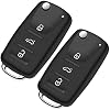 Yosemy 2 stück Schlüssel Gehäuse Fernbedienung,3 Tasten Autoschlüssel Funkschlüssel kompatibel für Volkswagen MK6 VW Golf Polo Tiguan Passat Seat Skoda