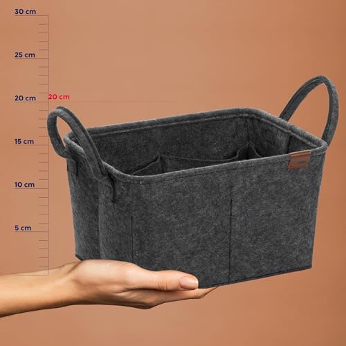Cesta de fieltro con 8 bolsillos kela FAY contenedor gris de 35 cm para guardar revistas y juguetes 4
