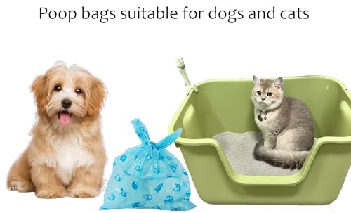 Image of Cat Litter Bags with Handles, Disposal Litter Bags for Pet Poop, Dog Poop Bag Extra-Thick Kitty Cat Waste Bags, With 1 Pcs Random Color Bell Balls Toy and Spring Toy(Unscented, 100 bags)