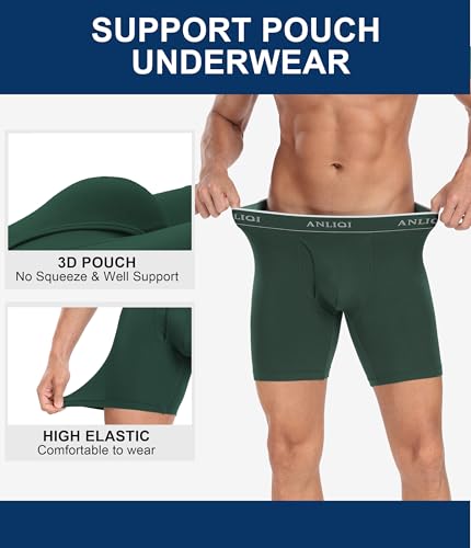 ANLIQI Men's Boxer Briefs Bamboo Rayon Moisture Wicking Underwear for Men Pack Breathable Underwear with Fly Underpants4