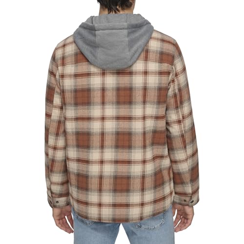 Image of Levi's mens Plaid Sherpa Lined Hooded Shirt Jacket (Regular & Big & Tall Sizes)