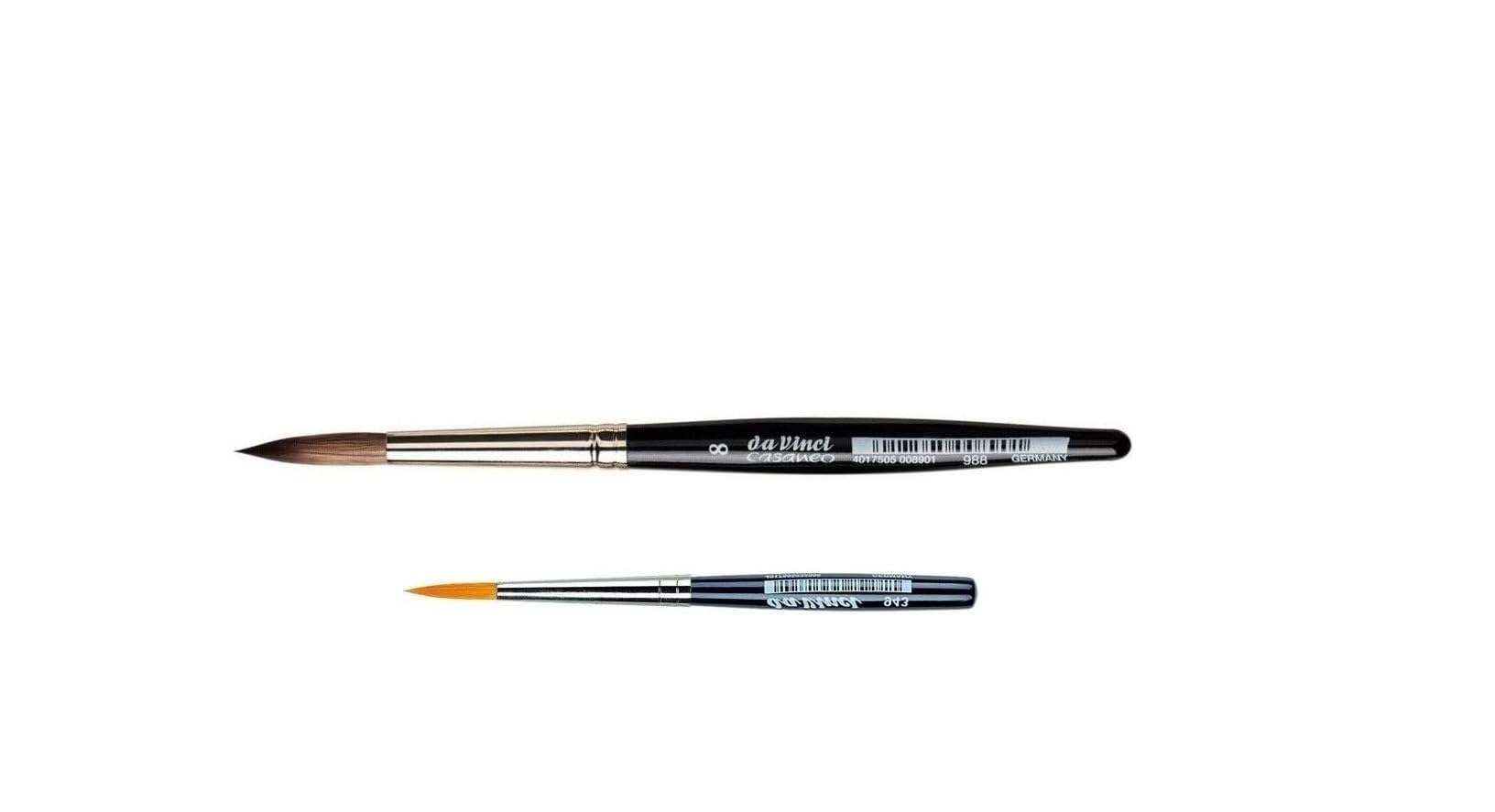 Set De Pinceles Da Vinci Casaneo 988 Y Mini 943 – Fibra Ondulada, Punta Fina, Para Acuarela Y Gouache, Tamaño 8 Y Mini