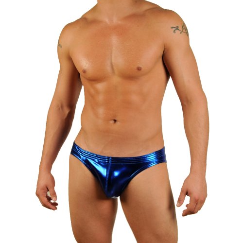 Gary Majdell Sport Mens Liquid Blue Metallic Contour Pouch Bikini Swimsuit Size X-Large