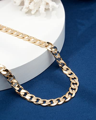 Nautica Unisex Necklace - Men's Gold Tone Chain Necklace - Flat Link Curb Chain Necklace For Women, Size 24 In, 12 Mm #TOP2