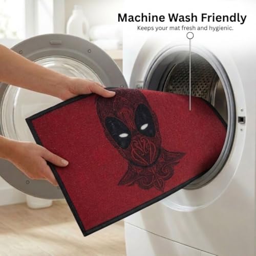 Image of Athom Living Premium Anti Slip Printed Kids Bathmat, Durable Nylon Fabric, Soft Texture, Easy to Clean, Stylish Home Decor Mat for Doorway & Kids Room, 37x57 cm, Multicolor (Marvel Deadpool)