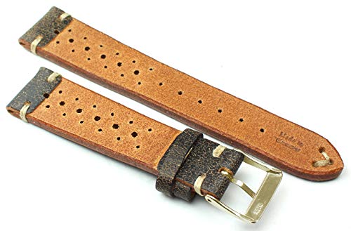 Bracelet de montre Fluco cuir vachette solide 20mm coutures blanches - 3