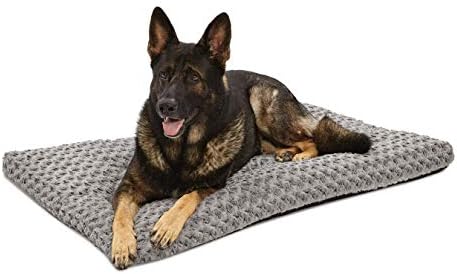 MidWest Homes for Pets Deluxe Dog Beds | Super Plush Dog & Cat Beds Ideal for Dog Crates | Machine Wash & Dryer Friendly, 1-Year Warranty,Gray, 48-Inch