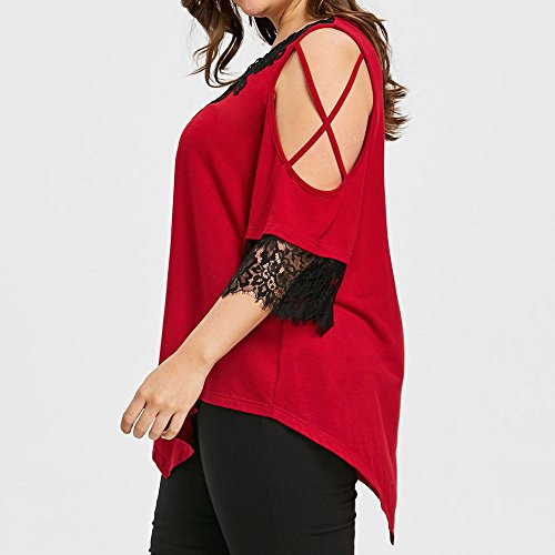 Haoricu 00@YSZ2496L3 Bat Blouse, Clearance!Women Solid Off Shoulder 3/4 Sleeve Plus Size Loose Bling T Shirt Tunic Tops thumb #2