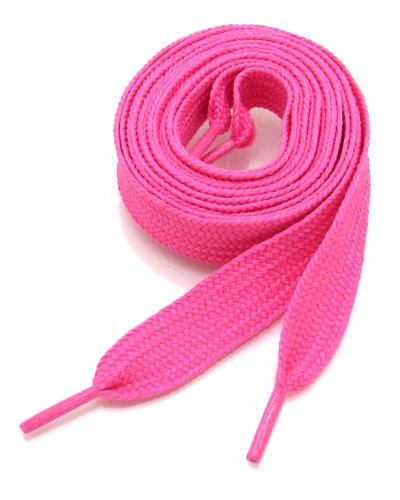 hot pink shoelaces - Thick Flat 3/4