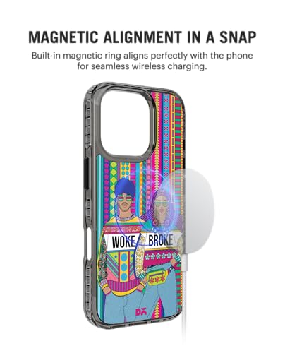 Image of DailyObjects Case for iPhone 16 Pro Max Compatible with Mag-Safe Wireless Charging, Stride 2.0 Woke Broke Couple Slim Shockproof Back Cover with Inner Magnetic Ring