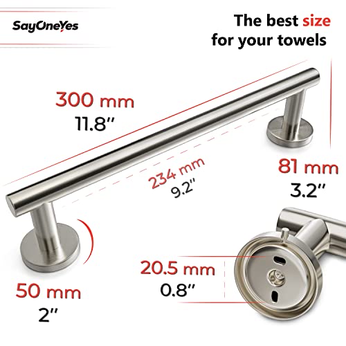 Sayoneyes 12 Inch Brushed Nickel Towel Bar – Premium Grade Sus304 Stainless Steel Towel Holder Wall Mounted – Single Layer Towel Racks For Bathroom, Kitchen, Bedroom #TOP3