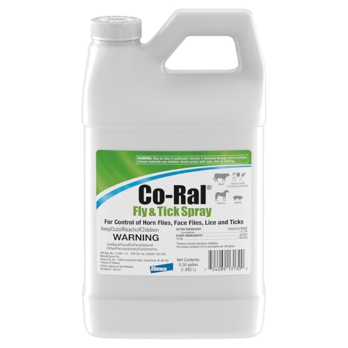 Co-RAL Fly & Tick Spray | Controls Flies, Lice & Ticks on Beef & Dairy Cattle, Swine and Horses | 0.5 Gal Jug