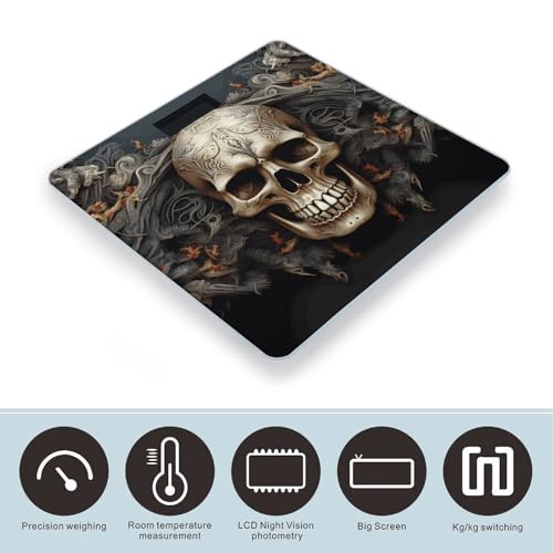 Báscula digital de baño con diseño Skulls y capacidad 400 lb miniatura 3