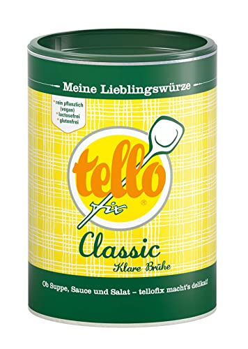 tellofix Classic Klare Brühe - Vielseitige Gemüse Brühe, als Universal-Würzmittel zum Verfeinern einsetzbar - kalorienarm - 1 x 220 g Cover
