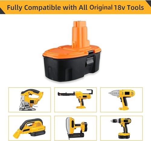Totoplus 18V Replacement Battery for DeWALT: 18 Volt 5.0Ah XRP DC9096 Ni-Mh Batteries Compatible with DC9098 DC9099 DW9095 DW9096 DW9098 Cordless Power Tools