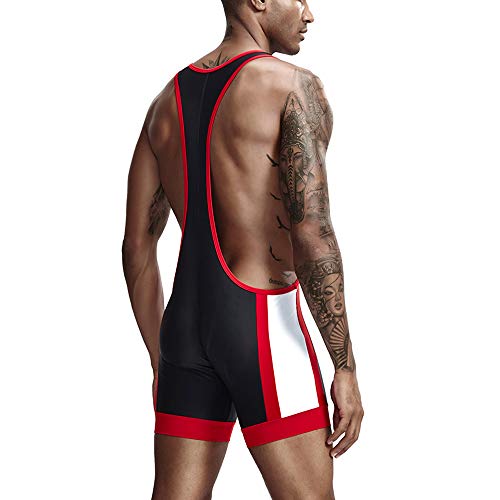 JINLIN Men’s Wrestling Singlets, Athletic Men's Wrestling Singlet Leotard Bodysuit Tanktop Uniform