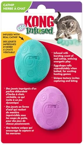 KONG Infused Catnip Egg Spring/Easter Cat Toy – Wobbling & Rollin...
