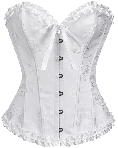 Image of SZIVYSHI Corset Tops for Women, Bustier Shapewear Lingerie, Lace Waist Push Up Bodysuit