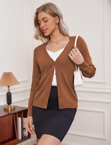 REDHOTYPE Women's Cardigan Sweaters Fashion Button Down Open Front Long Sleeve V Neck Lightweight Cardigans For Women4