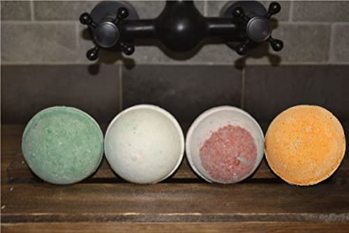 Legends Creek Farm, Goat Milk Bath Bomb Gift Set, Shea Butter & Sunflower Oil, Hydrate And Relax, 18 Oz Total (4-Pack) (Oatmeal Milk & Honey, Bergamot Lime, Chamomile Cherry Blossom, Eucalyptus Bomb) #TOP6