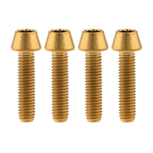 Image of Titanium Ti Bolt M5x9 16 18 20 25 30 35 40 45 50 55 60mm Tapered Head Screws Pack of 4 (M5x20mm, Gold)