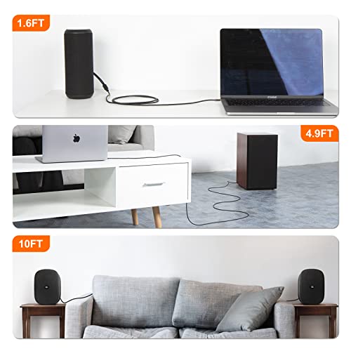 Cablecreation 3.5Mm To Rca Cable 1.6Ft Short, 3.5Mm Male To 2Rca Male Stereo Y Splitter Rca Cord Compatible With Echo Dot, Smartphone, Mp3, Tablet, Stereo Receiver, Car, Speaker, Hdtv Ect, 0.48M #TOP3