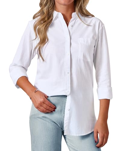 siliteelon Womens Button Down Shirt Linen Button Up Shirts for Wo...