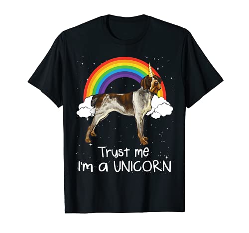 Rainbow German Wirehaired Pointer Trust Me I'm A Unicorn Dog T-Shirt, Black