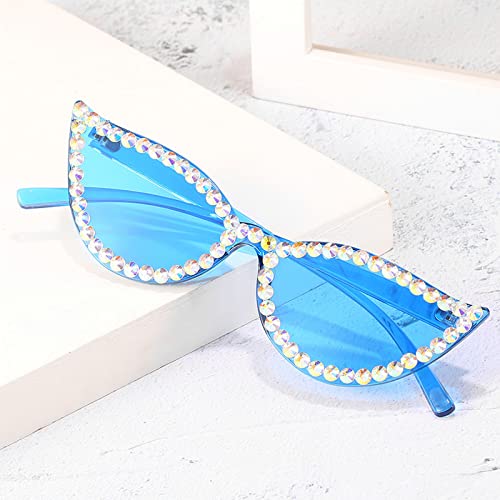 Diamond Cat Eye Sunglasses Fashion Crystal Rhinestone Vintage Frame Brand Design Sun Glasses Retro for Female UV4002
