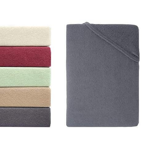 Hometex Premium Textiles Winterflausch Spannbettlaken | Spannbetttuch Teddyflausch 80% Baumwolle & 20% Mikrofaser | Oeko-TEX®Standard 100 - In vielen Größen und Farben | 140-160 x 200 cm Anthrazit