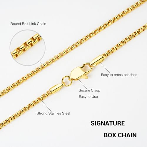 Gold Silver Box Chain for Men, 2.5mm 3mm Mens Stainless Steel Box Chain Necklace Jewelry for Men2