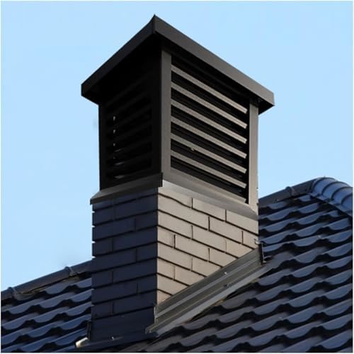 Aluminum Alloy Square Chimney Cap Rainproof with Tapered Top and Louver Outdoor Fireplace Vent Cover for Improved Draft and Protection