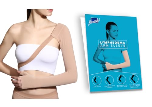 JianiMed Manga de braço para linfedema com alça de ombro e luva, compressão graduada, 20-30, circulação sanguínea, suporte de braço para inchaço, excelência de Taiwan, 1 peça M