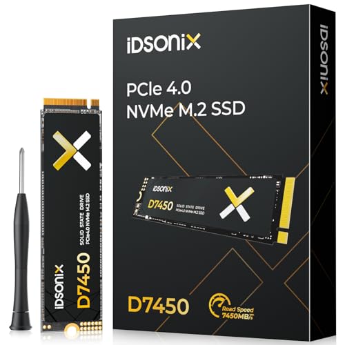iDsonix M.2 NVME SSD 1TB 3D NAND TLC PCIe Gen4X4 ő呬x 7,450MB/b M.2 2280 \bhXe[ghCu HƗp SSD q[gVNt PC m[gp\R fXNgbv PS5p