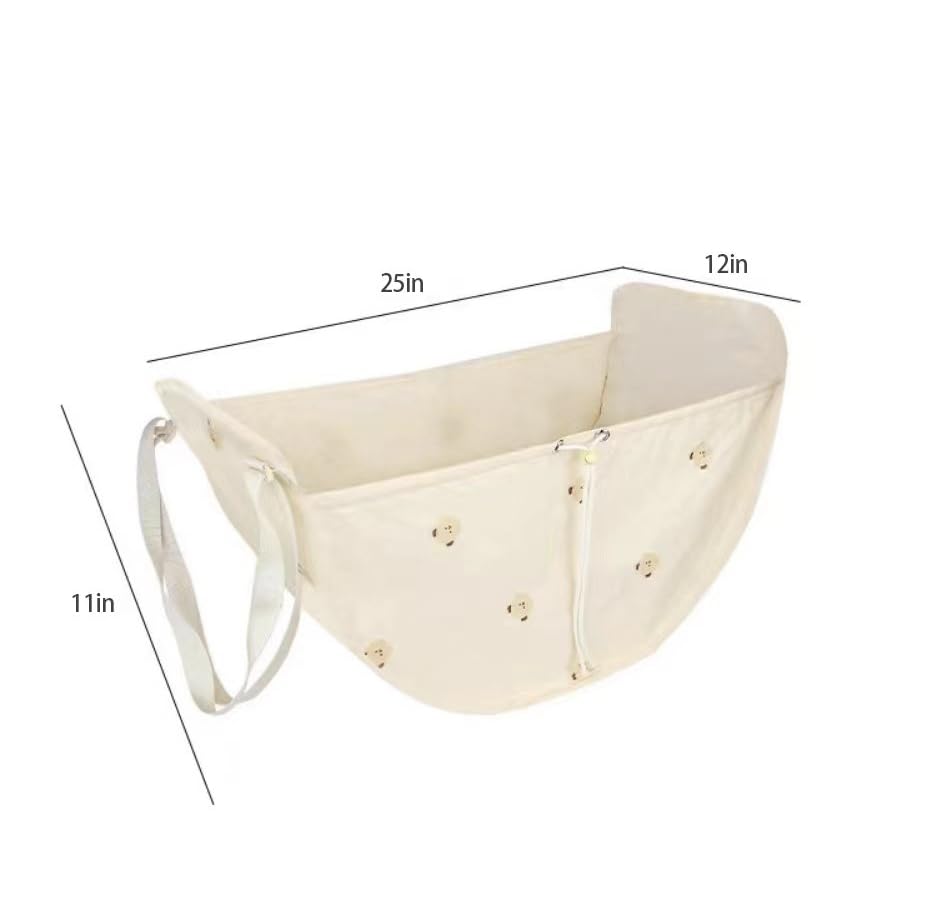 Image of LEGDOR Car storage bag Cartoon bear Car seat back multifunctional storage Rear seat storage hanging bag Car hanging storage bag (Offwhite)