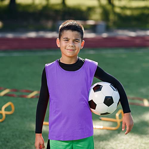 Image of Sintege 12 Pcs Soccer Pinnies Pennies Jersey Scrimmage Vest Sports Practice Jersey Mesh Basketball Vest for Youth Adult Kids